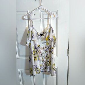 Torrid Size 4 Floral Georgette Fit and Flare Cold Shoulder Top
